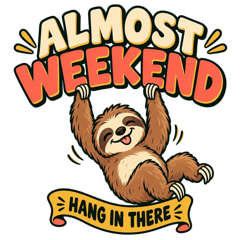 Almost Weekend Hang In There - Almost Weekend Screen Print T-Shirt & Hoodie