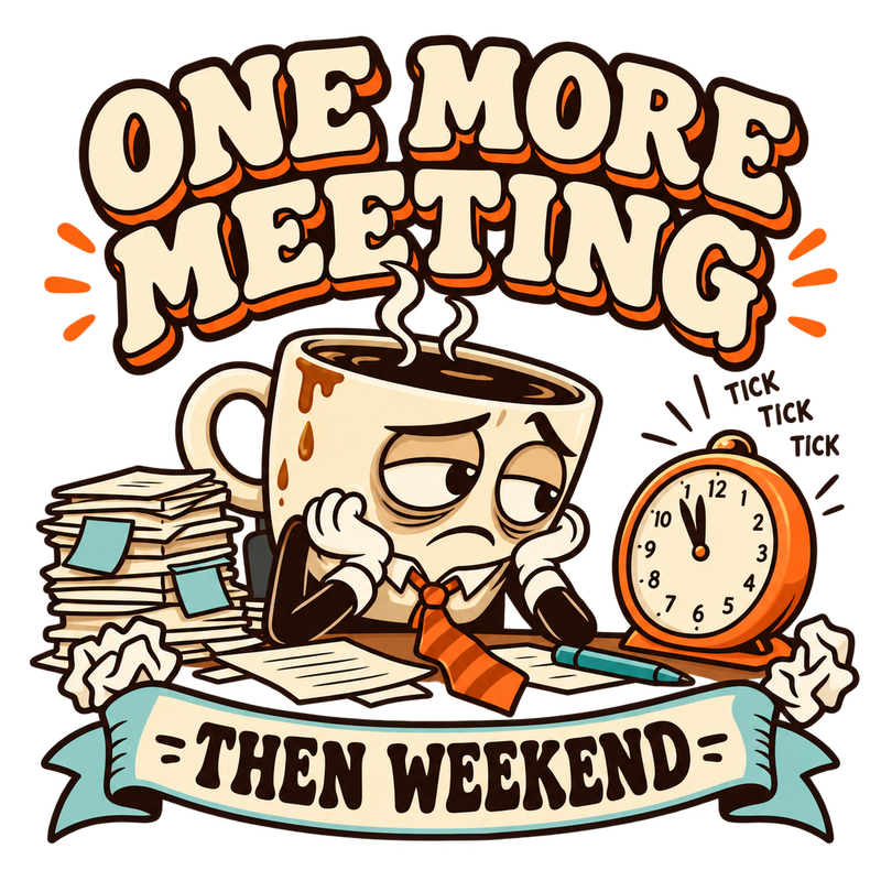 One More Meeting - Almost Weekend Screen Print T-Shirt & Hoodie