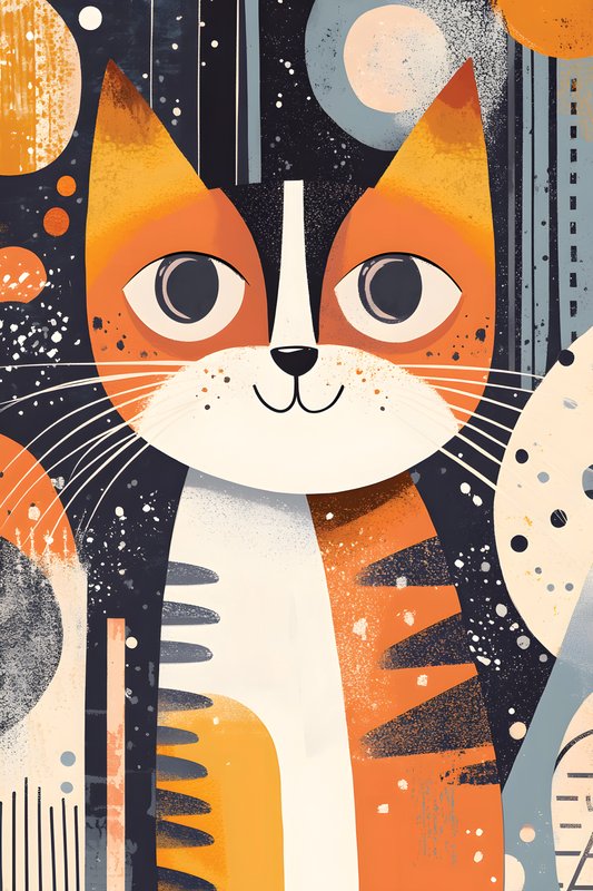Cats Art #138 - Cats Art Screen Print T-Shirt & Hoodie