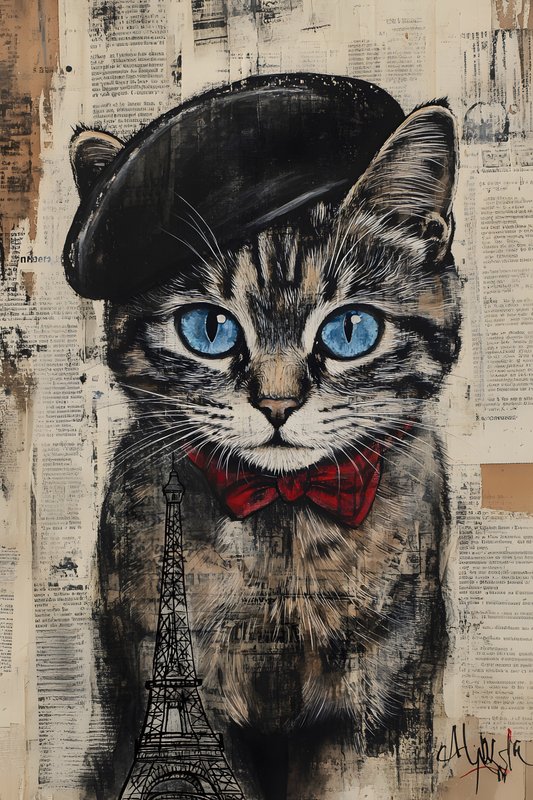 Cats Art #165 - Cats Art Screen Print T-Shirt & Hoodie