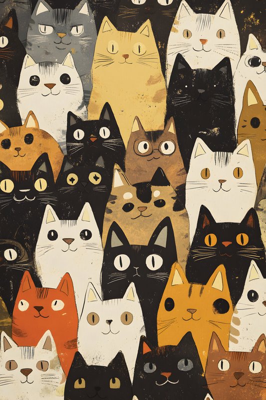 Cats Art #180 - Cats Art Screen Print T-Shirt & Hoodie
