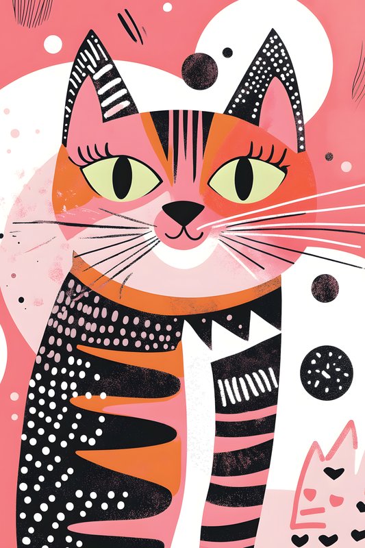 Cats Art #186 - Cats Art Screen Print T-Shirt & Hoodie