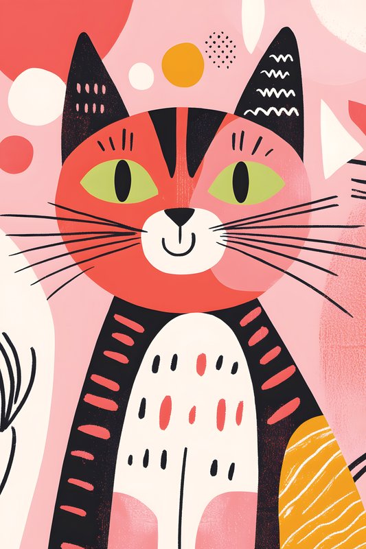 Cats Art #187 - Cats Art Screen Print T-Shirt & Hoodie