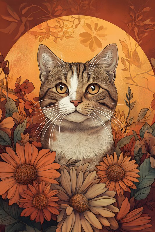 Cats Art #23 - Cats Art Screen Print T-Shirt & Hoodie