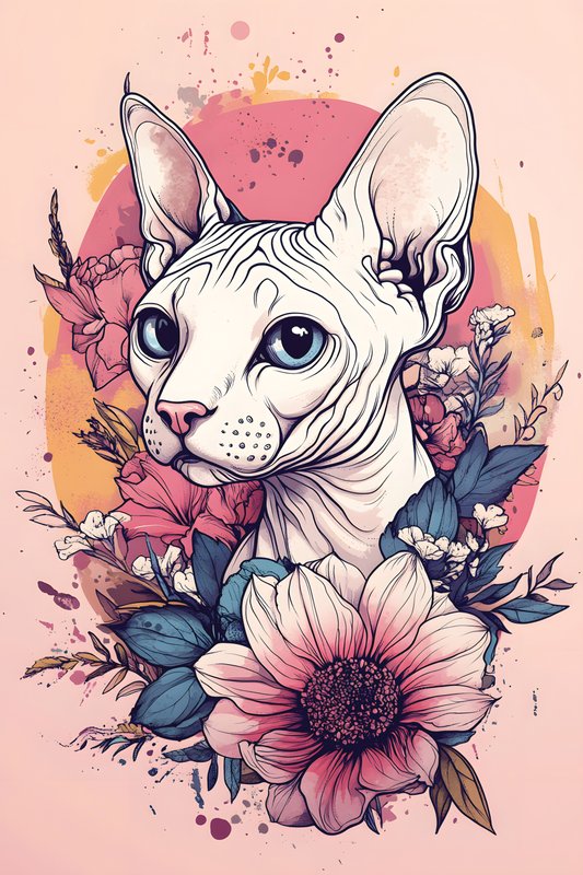Cats Art #258 - Cats Art Screen Print T-Shirt & Hoodie