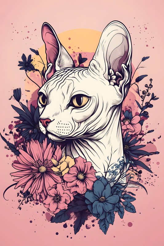 Cats Art #259 - Cats Art Screen Print T-Shirt & Hoodie