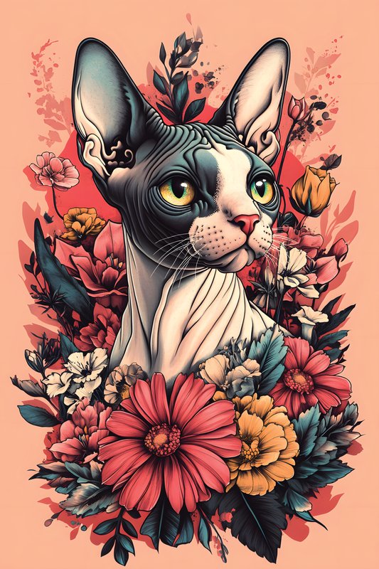 Cats Art #262 - Cats Art Screen Print T-Shirt & Hoodie