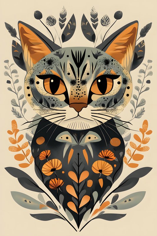 Cats Art #292 - Cats Art Screen Print T-Shirt & Hoodie