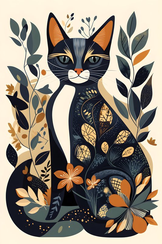 Cats Art #295 - Cats Art Screen Print T-Shirt & Hoodie