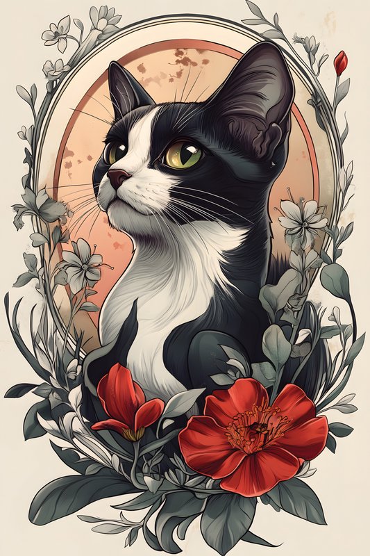 Cats Art #382 - Cats Art Screen Print T-Shirt & Hoodie