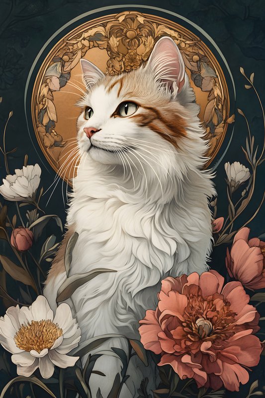 Cats Art #383 - Cats Art Screen Print T-Shirt & Hoodie