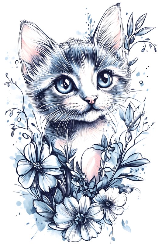Cats Art #398 - Cats Art Screen Print T-Shirt & Hoodie