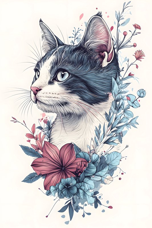 Cats Art #399 - Cats Art Screen Print T-Shirt & Hoodie