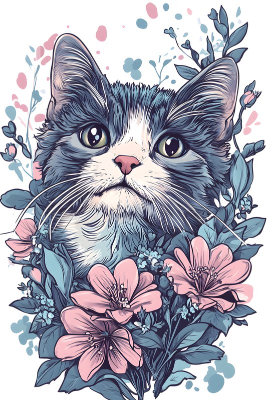 Cats Art #400 - Cats Art Screen Print T-Shirt & Hoodie