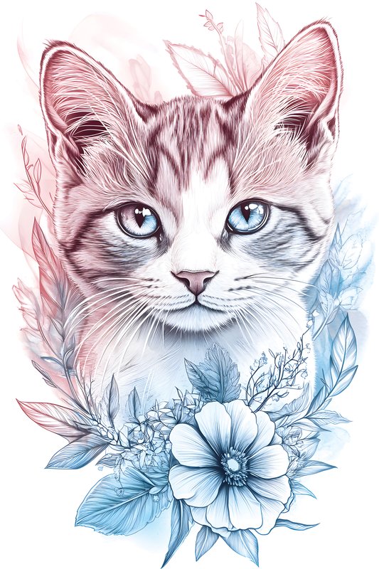 Cats Art #401 - Cats Art Screen Print T-Shirt & Hoodie