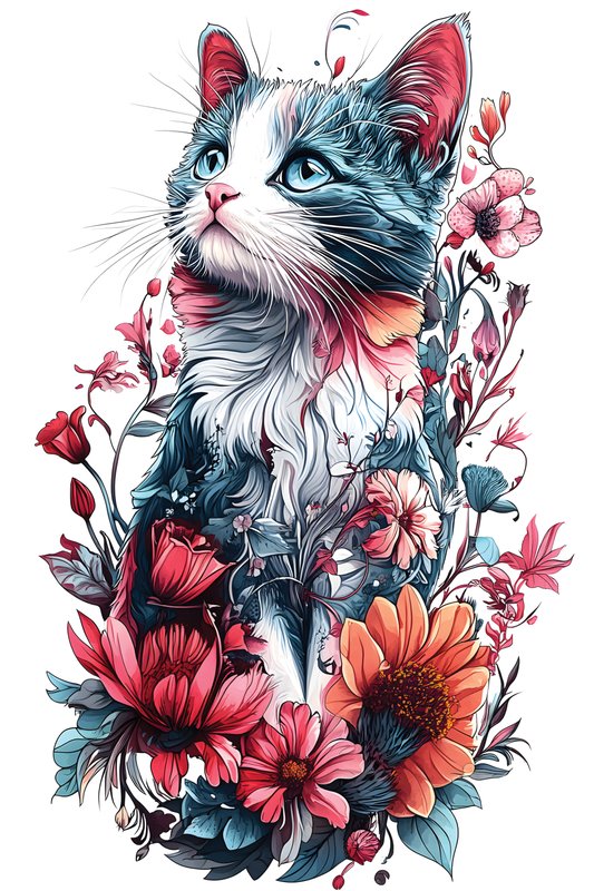Cats Art #402 - Cats Art Screen Print T-Shirt & Hoodie