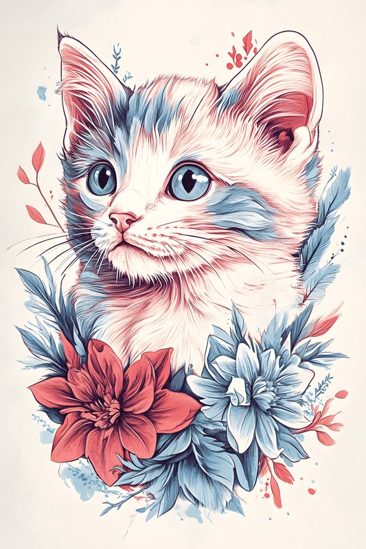 Cats Art #403 - Cats Art Screen Print T-Shirt & Hoodie