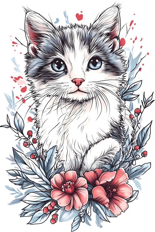 Cats Art #404 - Cats Art Screen Print T-Shirt & Hoodie