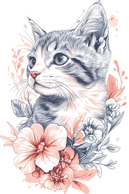 Cats Art #405 - Cats Art Screen Print T-Shirt & Hoodie