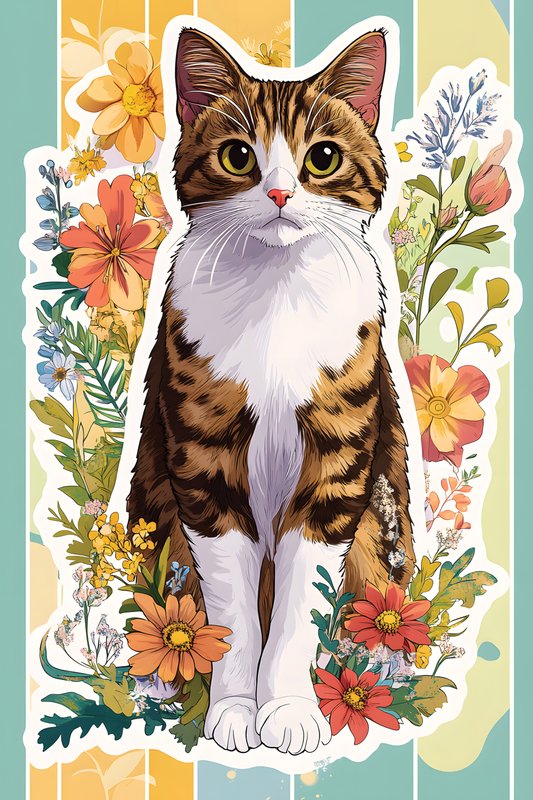 Cats Art #433 - Cats Art Screen Print T-Shirt & Hoodie
