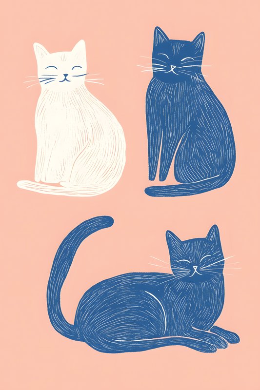 Cats Art #452 - Cats Art Screen Print T-Shirt & Hoodie