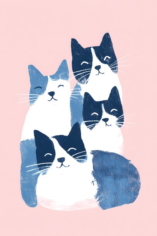 Cats Art #453 - Cats Art Screen Print T-Shirt & Hoodie