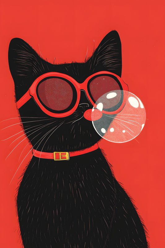 Cats Art #471 - Cats Art Screen Print T-Shirt & Hoodie