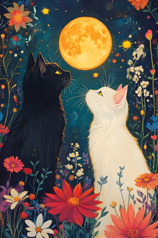 Cats Art #61 - Cats Art Screen Print T-Shirt & Hoodie