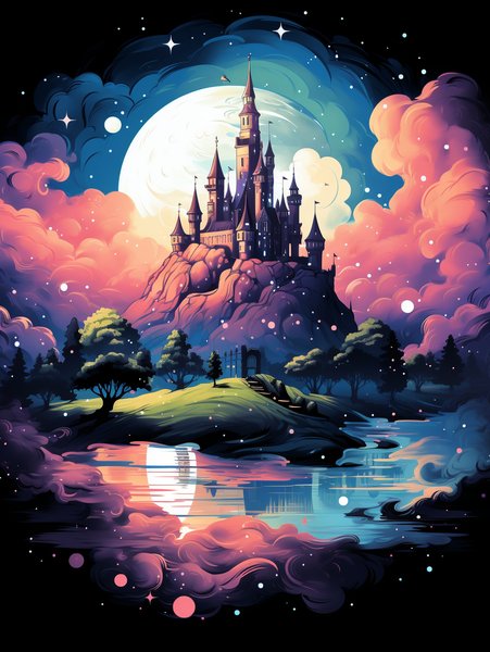 A Fairytale Castle Floating O - Cute & Kawaii Screen Print T-Shirt & Hoodie