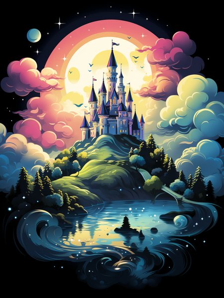 A Fairytale Castle Floating O - Cute & Kawaii Screen Print T-Shirt & Hoodie