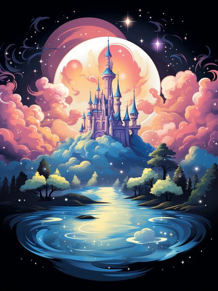 A Fairytale Castle Floating O - Cute & Kawaii Screen Print T-Shirt & Hoodie