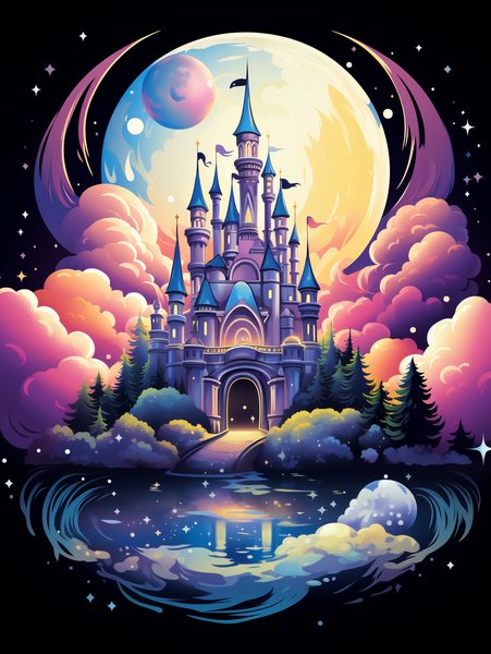A Fairytale Castle Floating O - Cute & Kawaii Screen Print T-Shirt & Hoodie