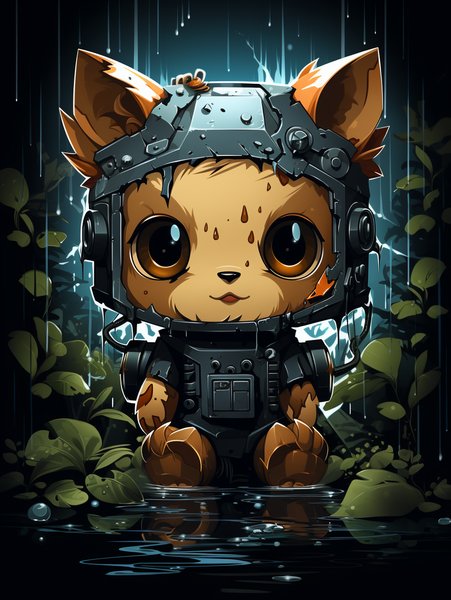 Kawaii Cartoon Robot Kitten L - Cute & Kawaii Screen Print T-Shirt & Hoodie