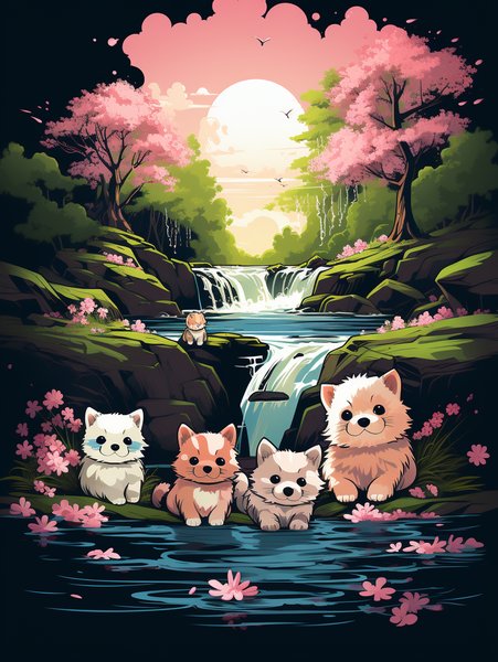 A Group Of Baby Animals Havin - Cute & Kawaii Screen Print T-Shirt & Hoodie