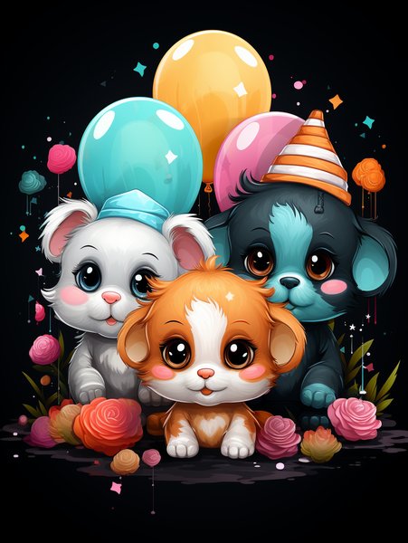 A Group Of Baby Animals Weari - Cute & Kawaii Screen Print T-Shirt & Hoodie