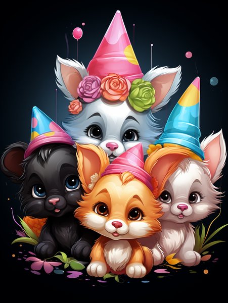 A Group Of Baby Animals Weari - Cute & Kawaii Screen Print T-Shirt & Hoodie