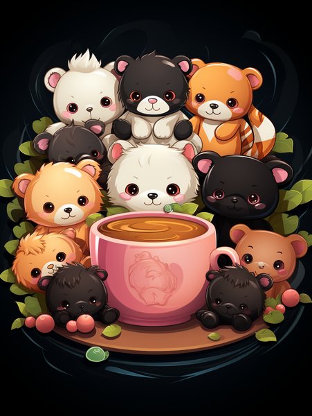 A Group Of Cuddly Stuffed Ani - Cute & Kawaii Screen Print T-Shirt & Hoodie