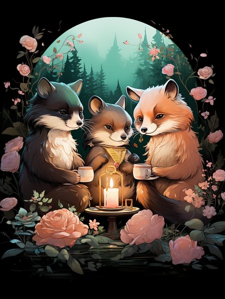 A Group Of Cute Forest Animal - Cute & Kawaii Screen Print T-Shirt & Hoodie