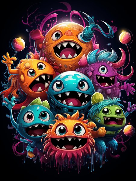 A Group Of Friendly Colorful - Cute & Kawaii Screen Print T-Shirt & Hoodie