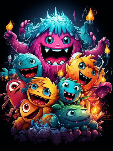 A Group Of Friendly Colorful - Cute & Kawaii Screen Print T-Shirt & Hoodie