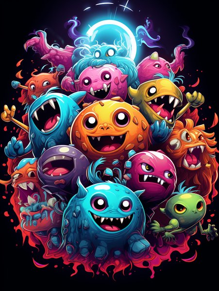 A Group Of Friendly Colorful - Cute & Kawaii Screen Print T-Shirt & Hoodie