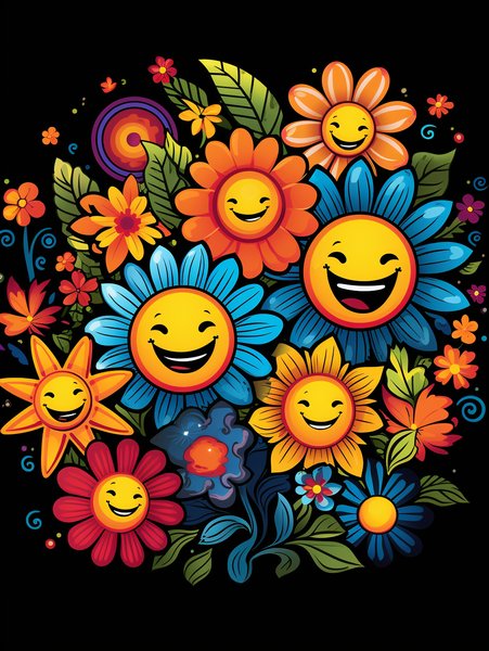A Group Of Happy Dancing Flow - Cute & Kawaii Screen Print T-Shirt & Hoodie