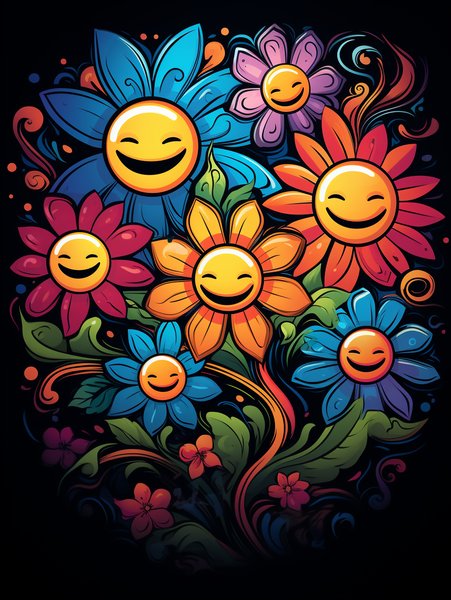 A Group Of Happy Dancing Flow - Cute & Kawaii Screen Print T-Shirt & Hoodie