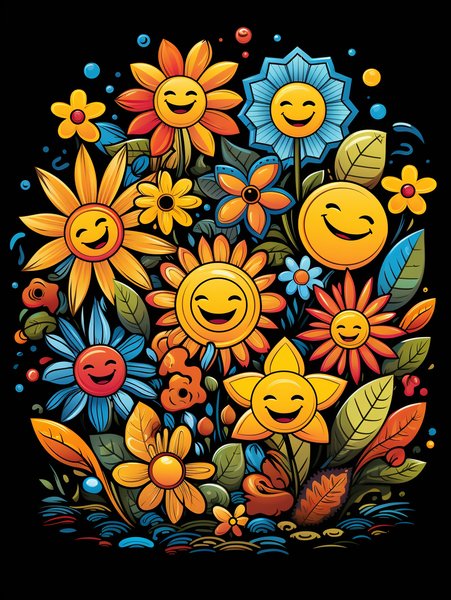 A Group Of Happy Dancing Flow - Cute & Kawaii Screen Print T-Shirt & Hoodie