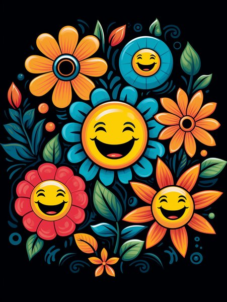A Group Of Happy Dancing Flow - Cute & Kawaii Screen Print T-Shirt & Hoodie