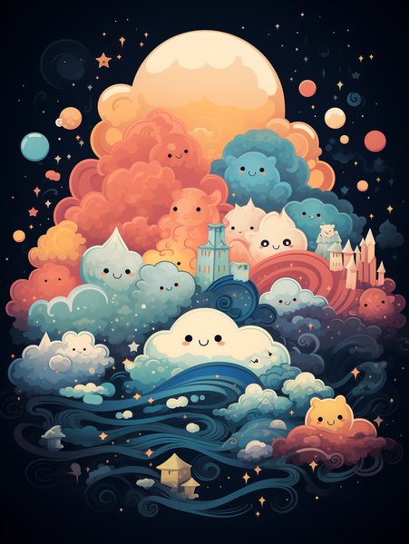 A Group Of Playful Fluffy Clo - Cute & Kawaii Screen Print T-Shirt & Hoodie