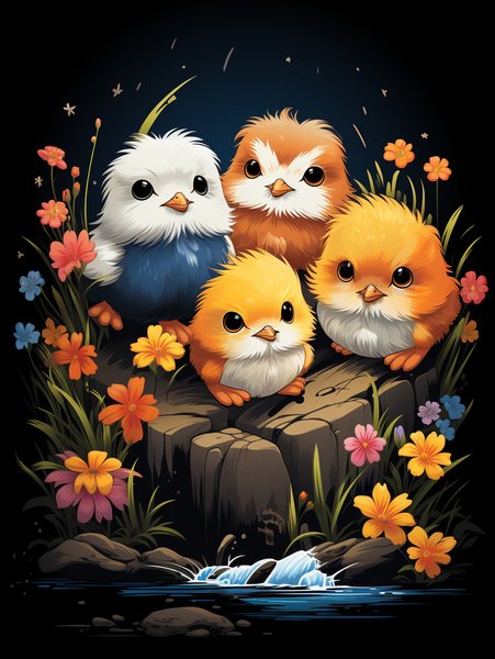 A Group Of Small Fluffy Chick - Cute & Kawaii Screen Print T-Shirt & Hoodie