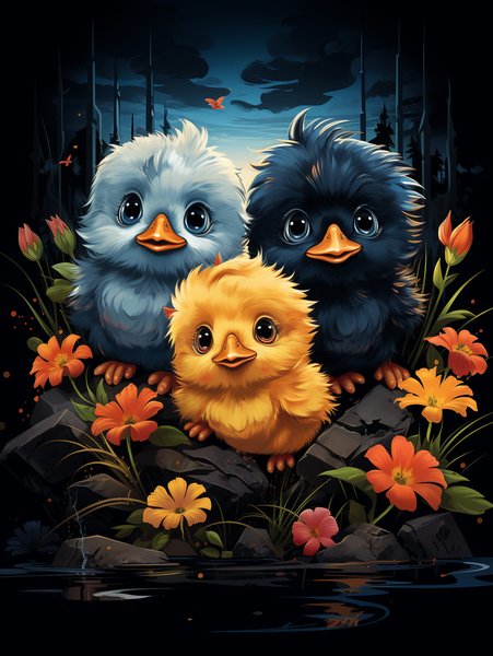 A Group Of Small Fluffy Chick - Cute & Kawaii Screen Print T-Shirt & Hoodie