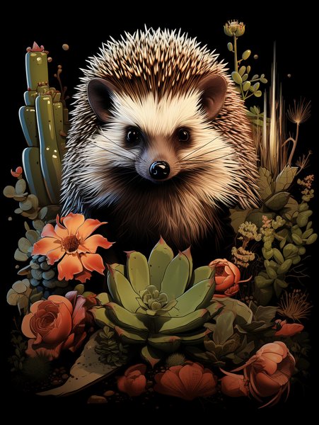 A Happy Hedgehog In A Garden - Cute & Kawaii Screen Print T-Shirt & Hoodie