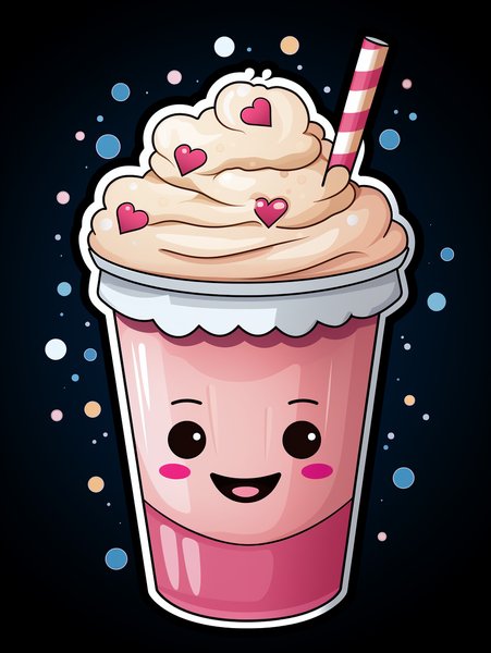 A Happy Milkshake Sticker In - Cute & Kawaii Screen Print T-Shirt & Hoodie